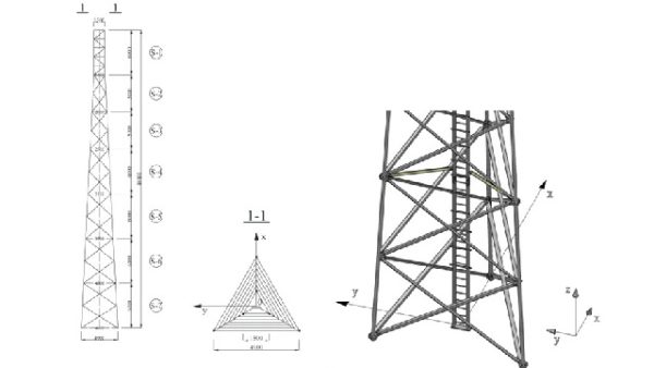 Self-standing tripod mast دکل خود ایستا سه‌پایه